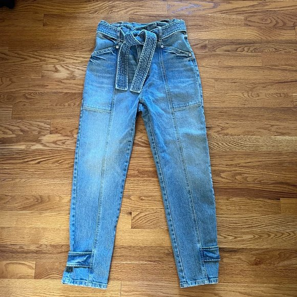 A.L.C Denim - A.L.C. Luke High-Rise Denim Jeans Women Blue 8 Belted‎ Waist NWT